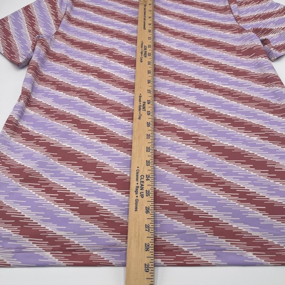 Good Good Golf Polo Shirt Mens Medium Purple Burgundy Stripe Performance Fit - Picture 6 of 6